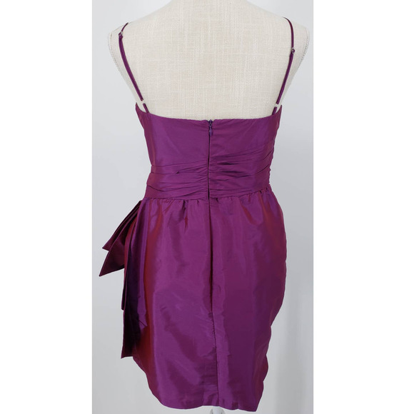 Y2K Alexia Admor Taffeta Mini Dress S Iridescent Fitted Sheath Bow Sash Purple - Picture 2 of 12